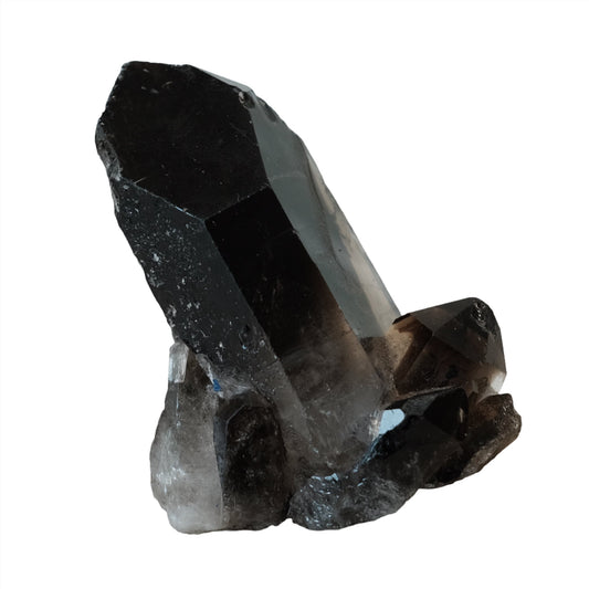 Smoky Quartz Point Cluster crystal, grounding stone for neutralizing negative energies and promoting well-being.