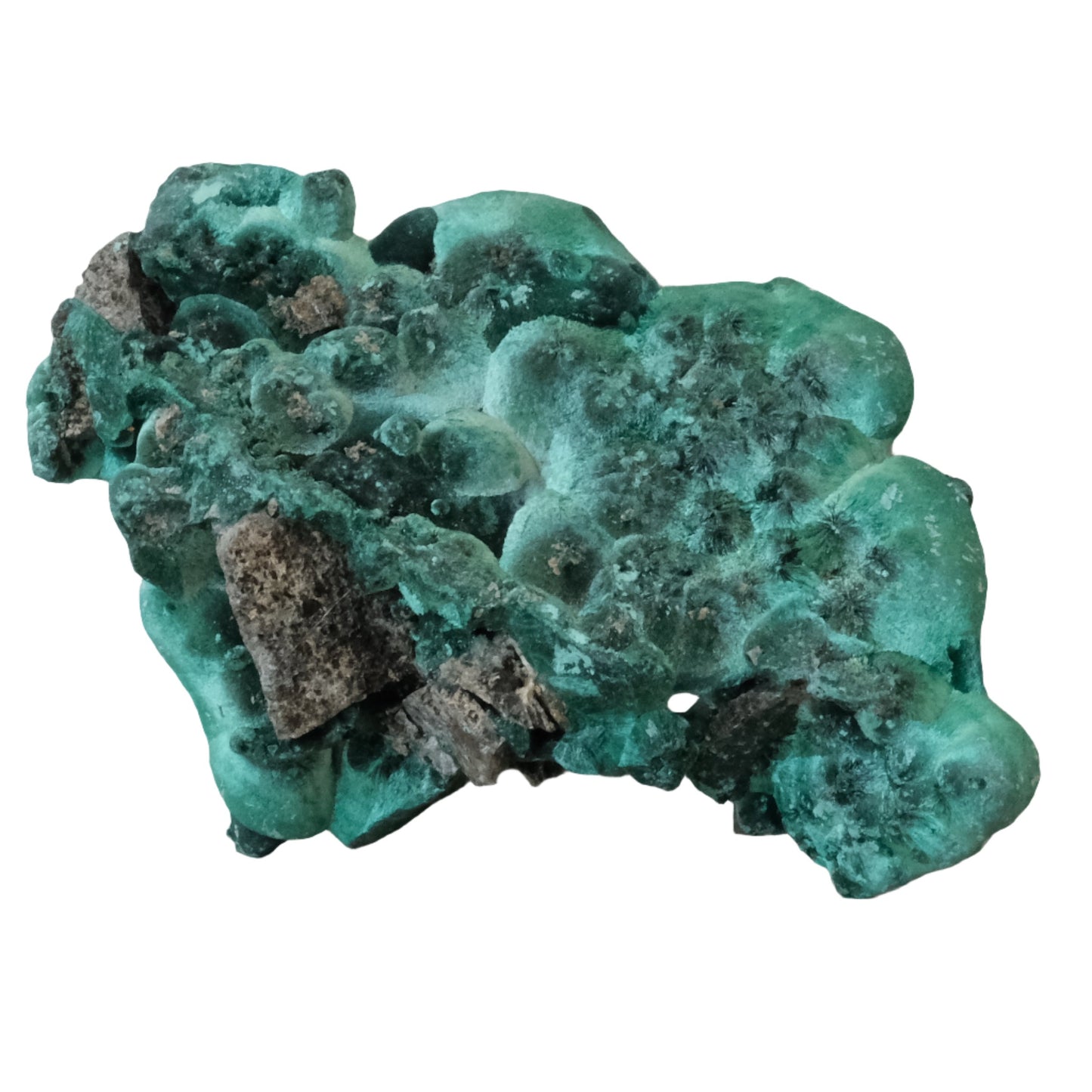 Vibrant green raw malachite stone weighing 202g showcasing natural texture and believed healing properties.