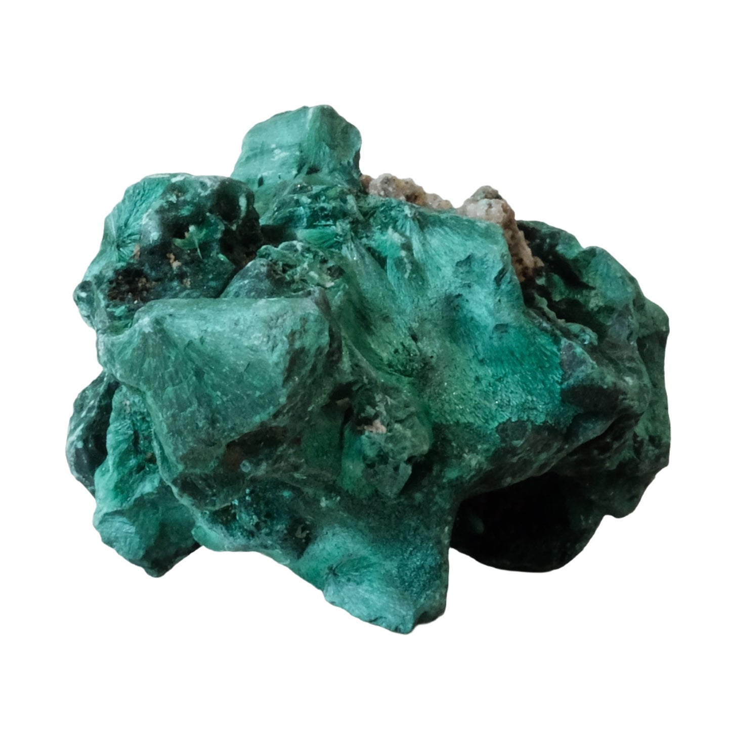 Raw malachite gemstone in natural form, vibrant green, 201g, known for healing properties and detoxifying benefits.