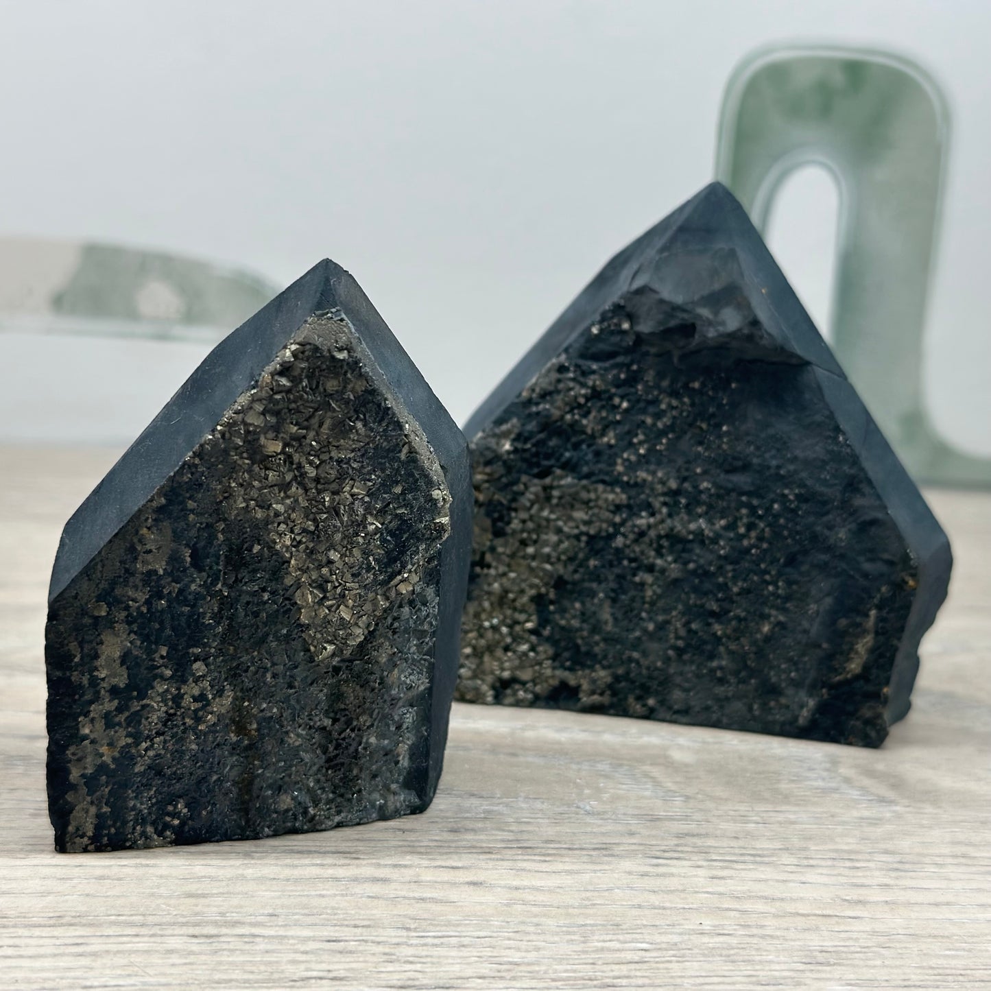 Shungite with Pyrite Point