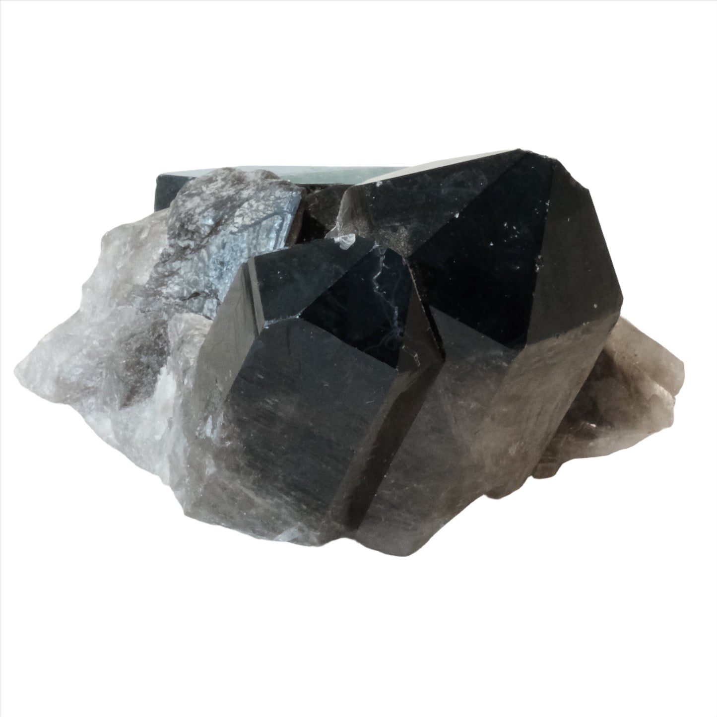 Smoky Quartz Point Cluster for grounding and purifying, neutralizes negativity, promotes well-being and emotional stability.