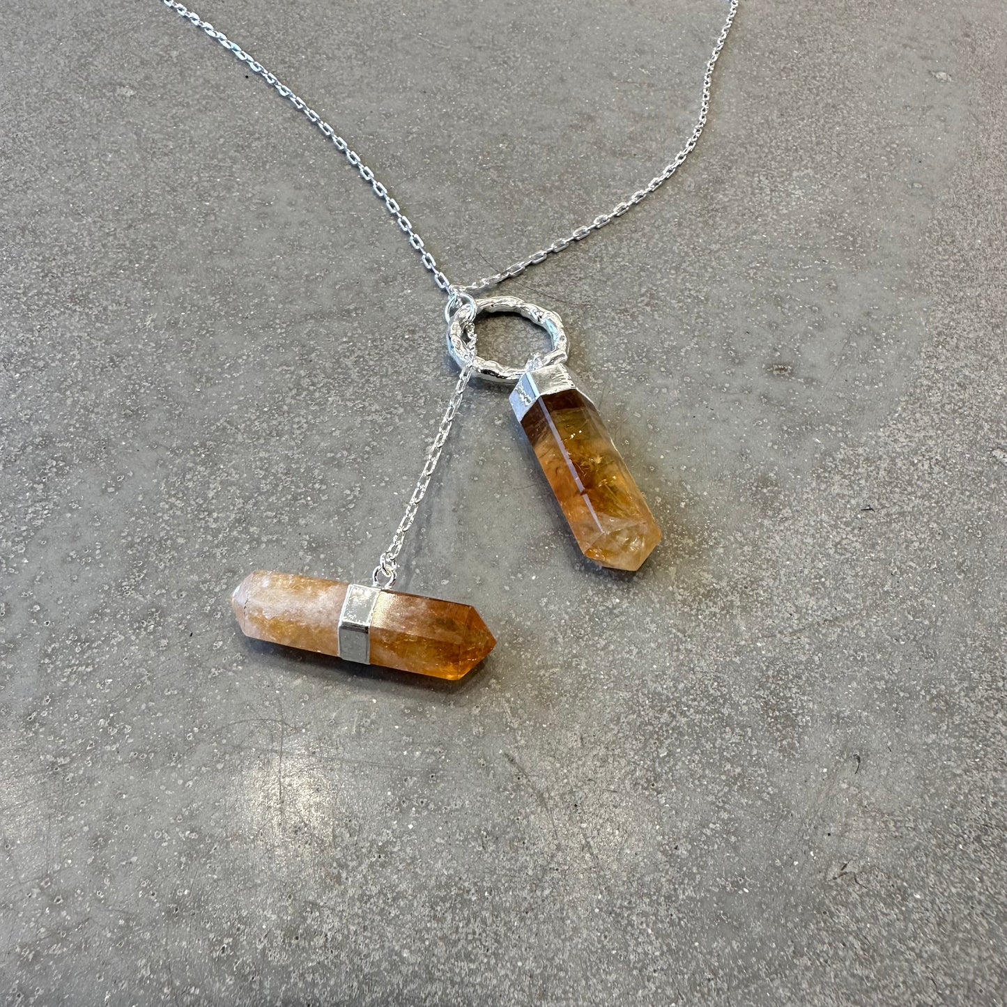 Citrine Double Point Necklace