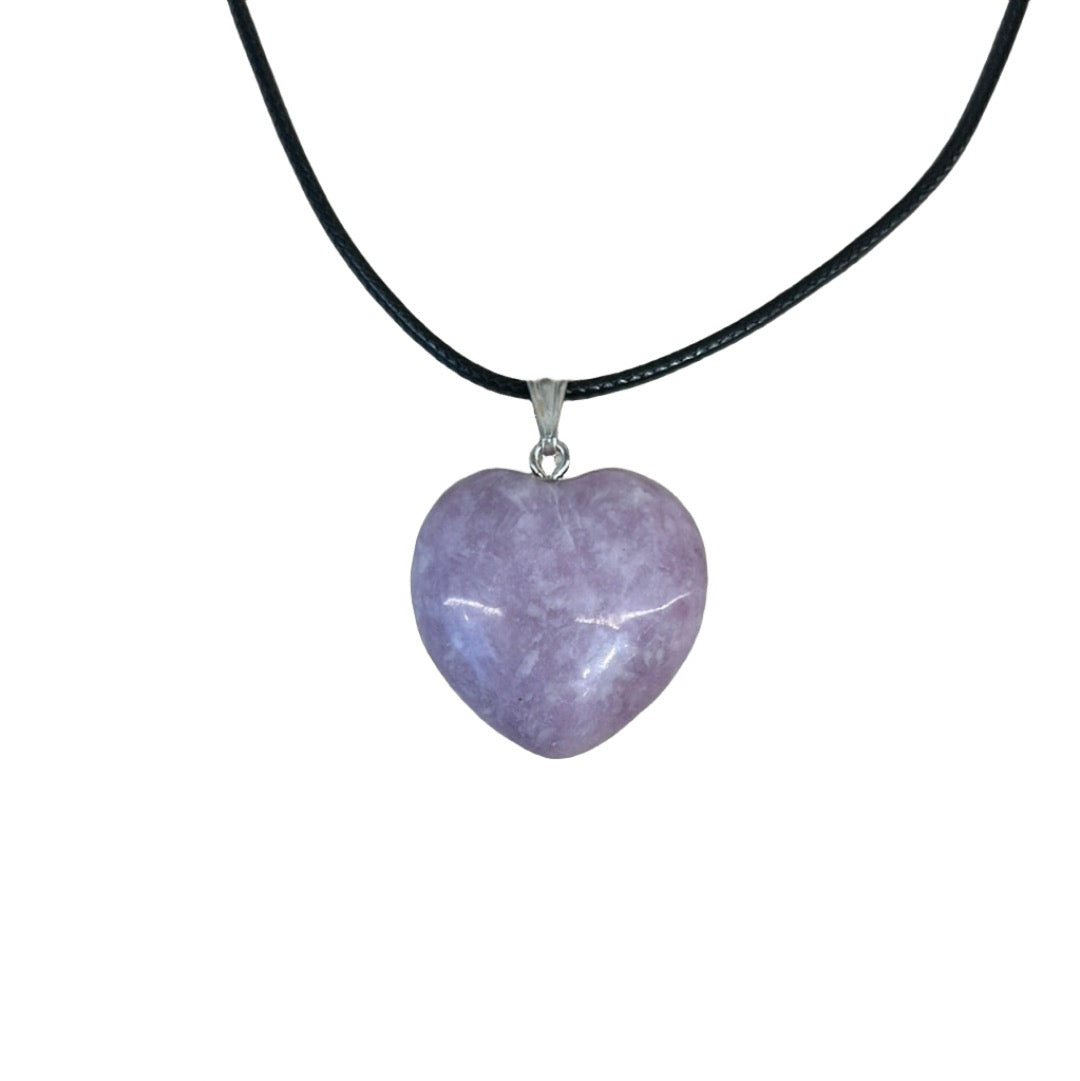 Lepidolite Heart Pendant small Necklace 