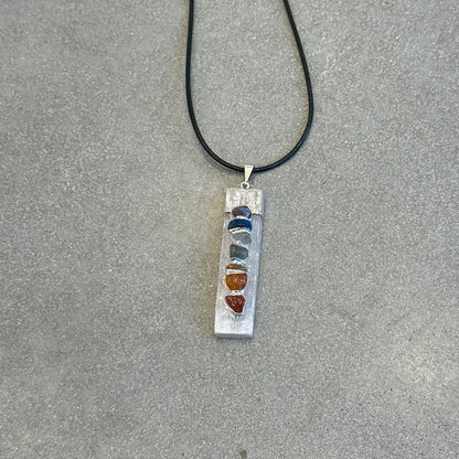 Selenite Pendant with Seven Energy Centers Necklace