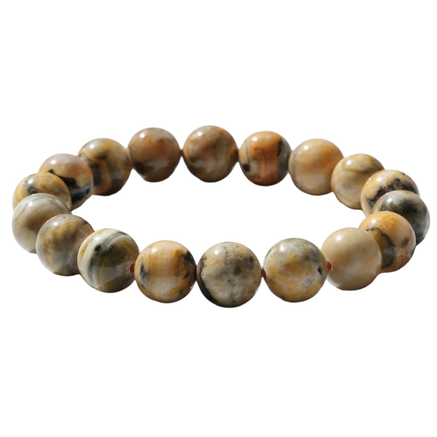 Bumble Bee Jasper Bracelet 10MM for energy, motivation, and creativity. Boosts self-confidence and balances sacral center.