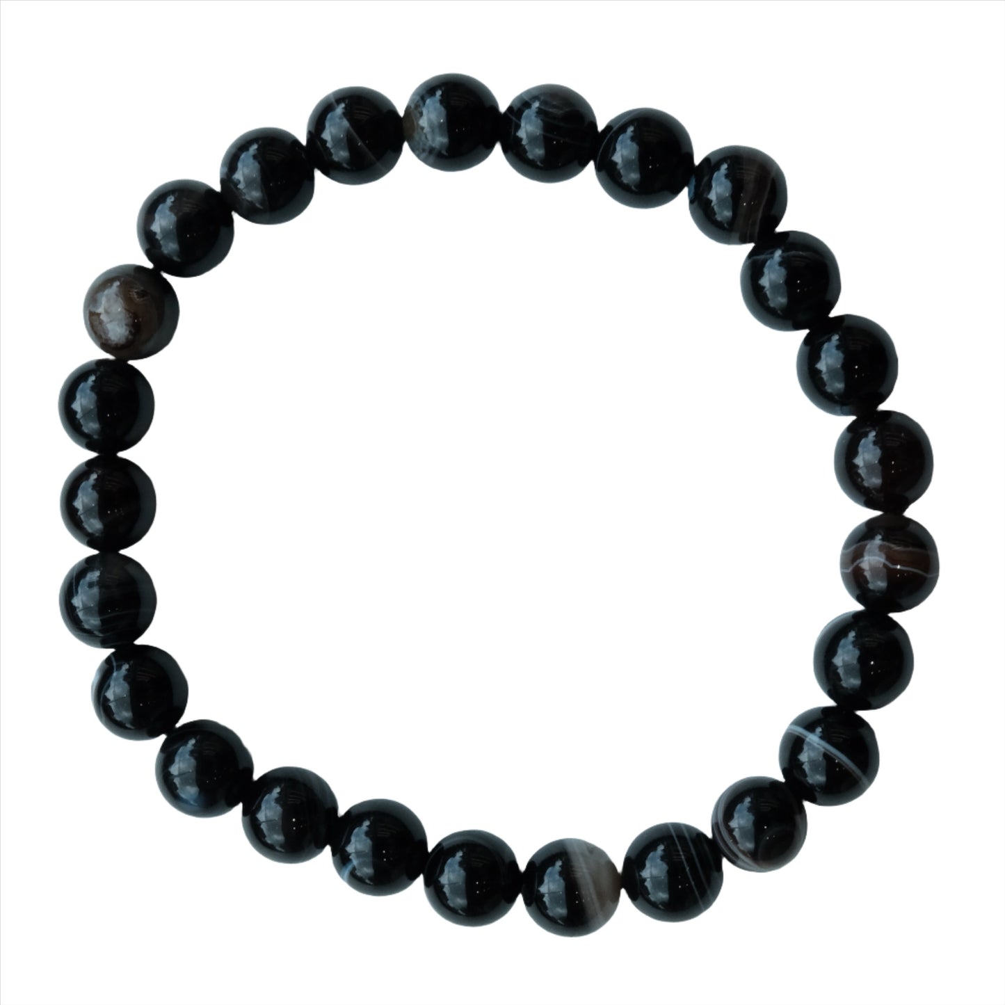 Black banded onyx bracelet 8MM for strength, self-confidence, and happiness.