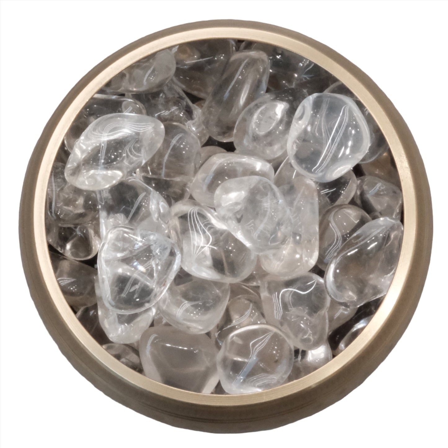 Clear Quartz Tumbled Stones in a Bowl, Amplifying Energy and Balance