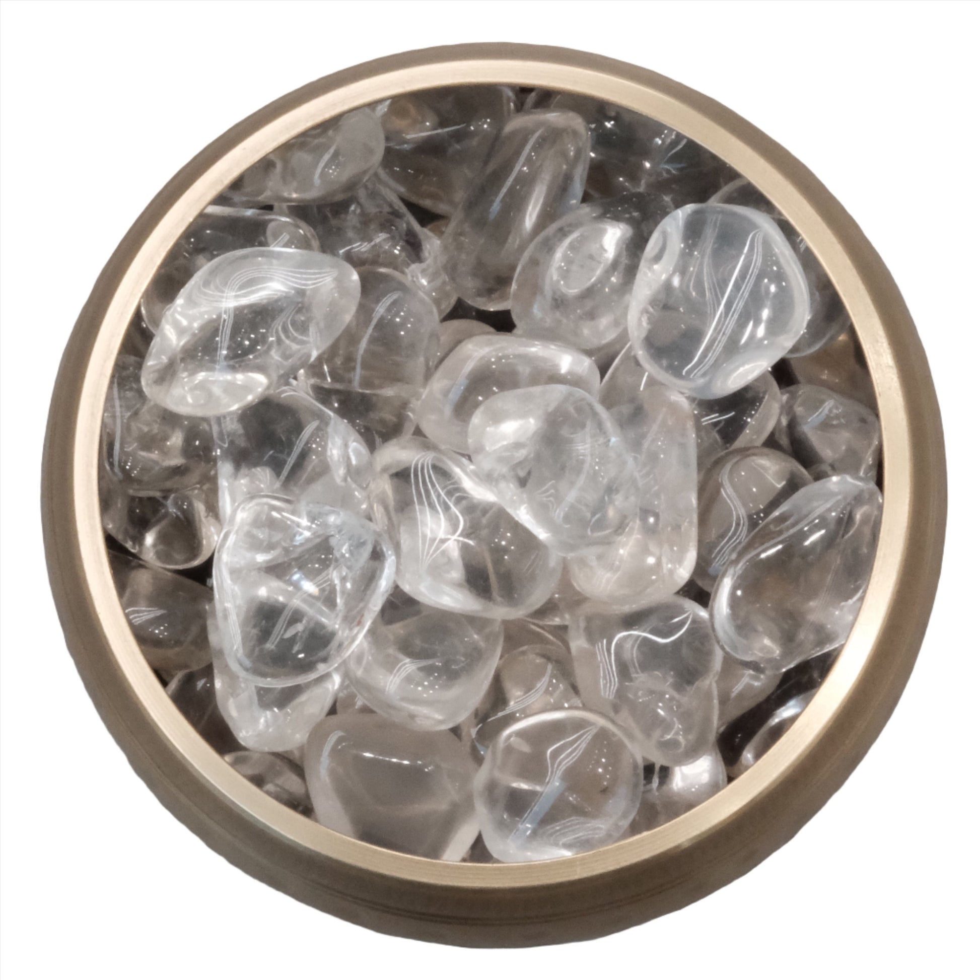 Clear Quartz Tumbled Stones in a Bowl, Amplifying Energy and Balance