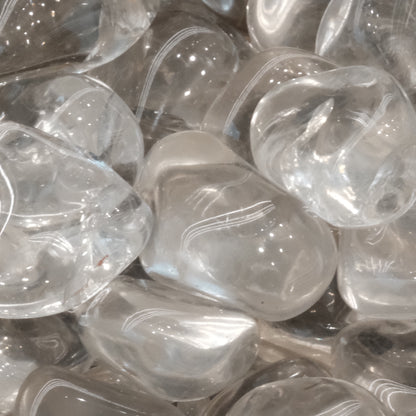 Clear Quartz Tumbled Stones - Amplifies energy, boosts focus and memory. Balances physical, mental, emotional, and spiritual planes.