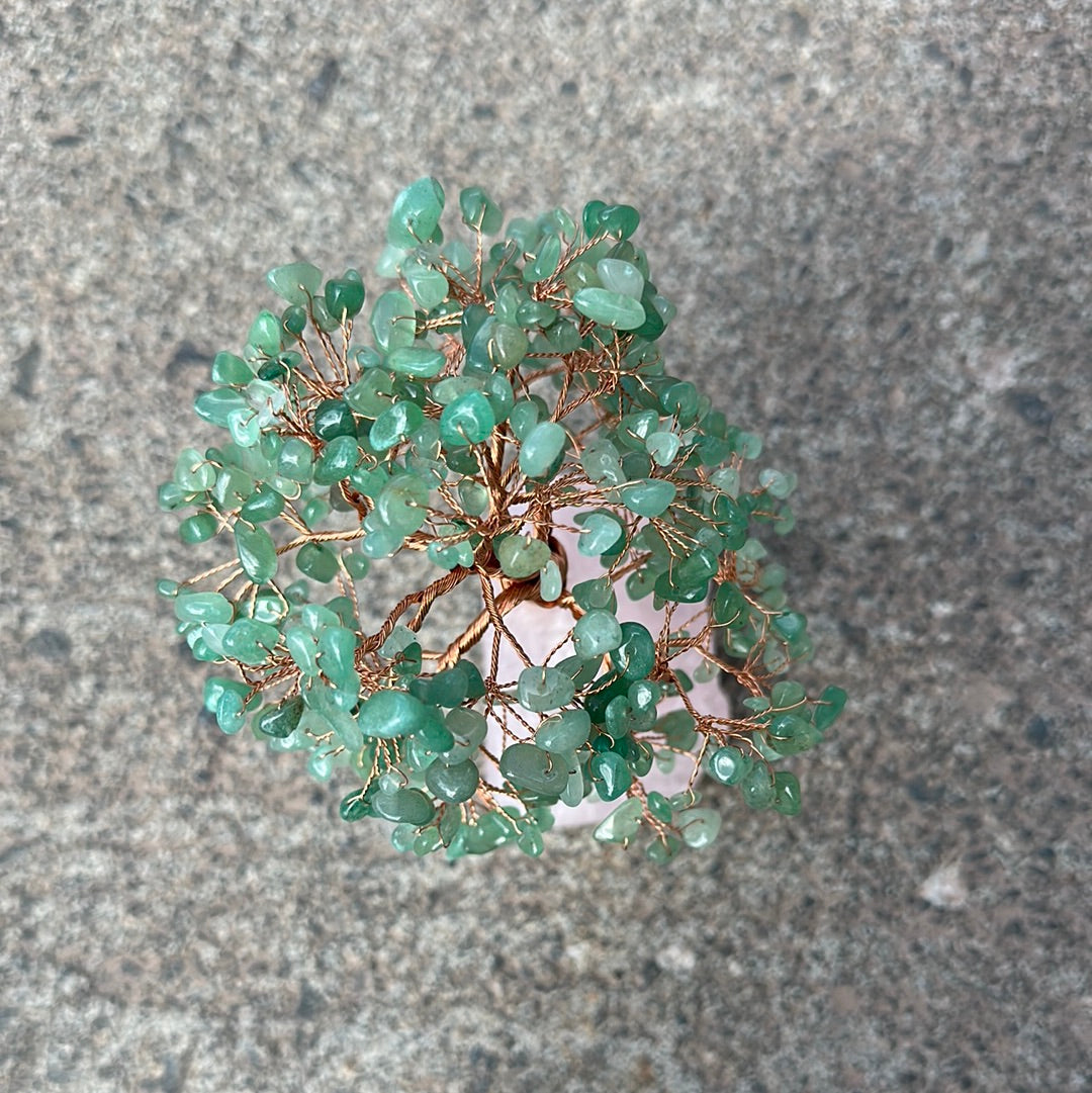 Aventurine Tree of Life with 414 Crystals Rose Quartz Base