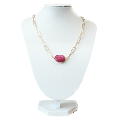 Ruby Faceted Oval Necklace