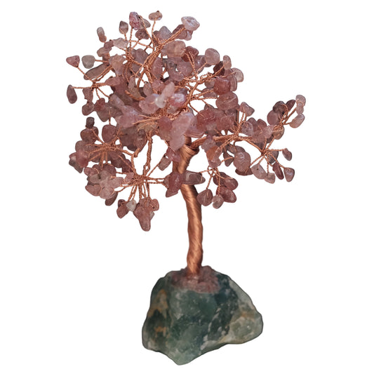Gem Tree 6-7″ Strawberry Quartz on Fluorite Base 243 Beads