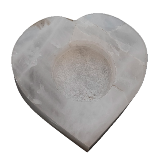 Clear Quartz Heart Candle Holder - Amplification, Clarity & Deep Healing