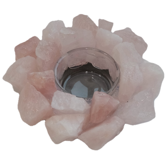 Rose Quartz Rough Candle Holder - Love, Healing & Inner Peace