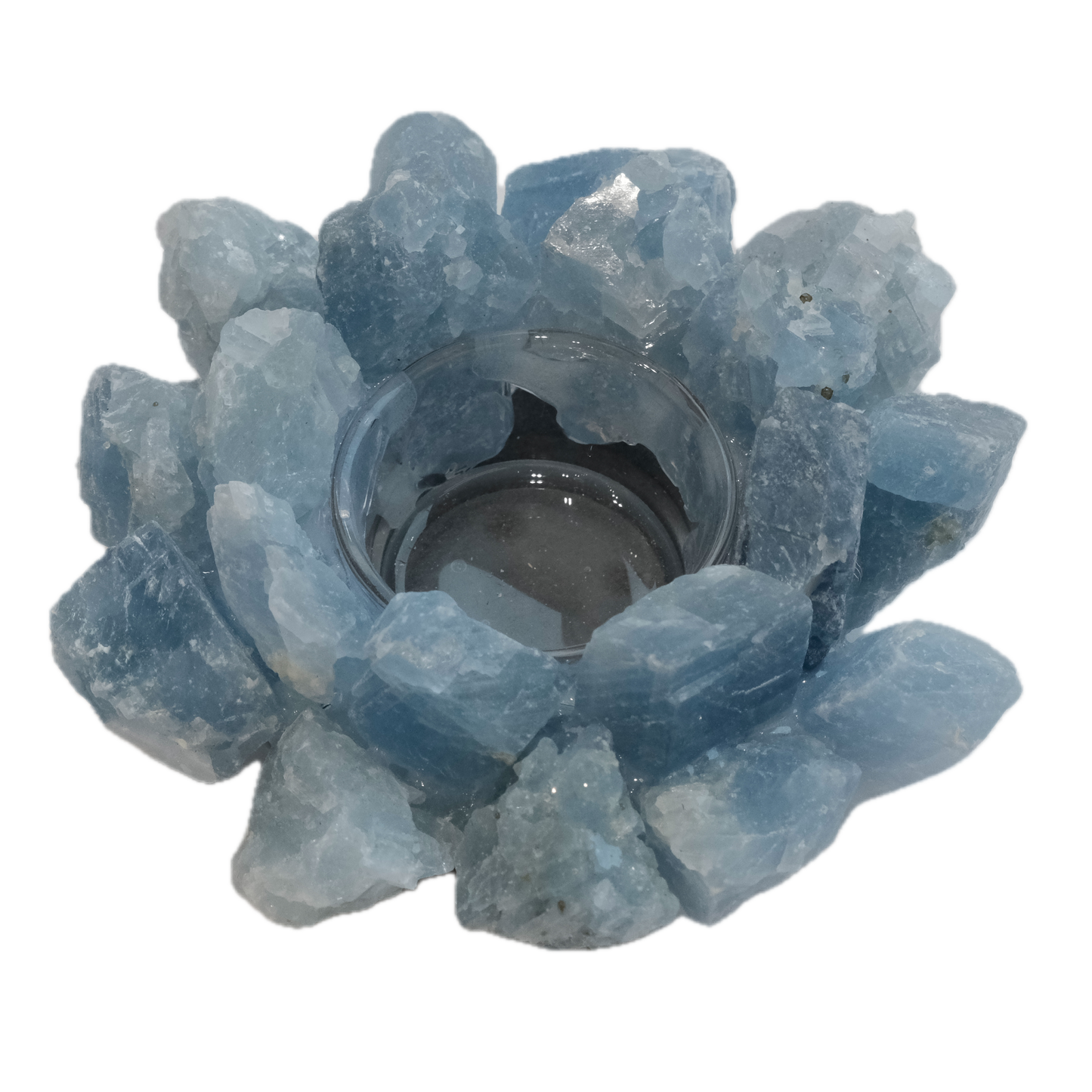 Blue Calcite Rough Candle Holder - Gentle Calm & Clear Communication