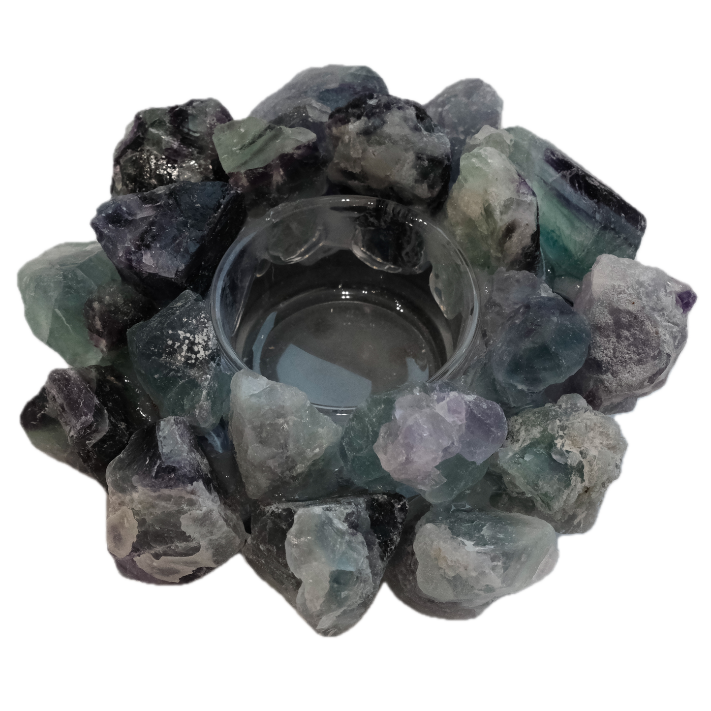 Fluorite Rough Candle Holder - Clarity, Balance & Spiritual Insight