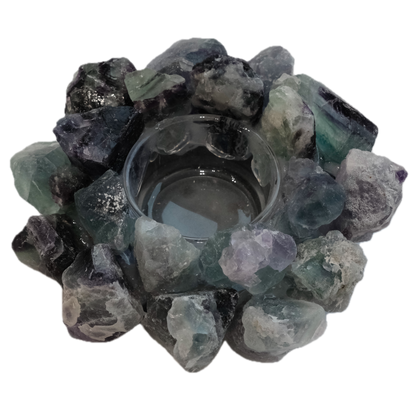 Fluorite Rough Candle Holder - Clarity, Balance & Spiritual Insight