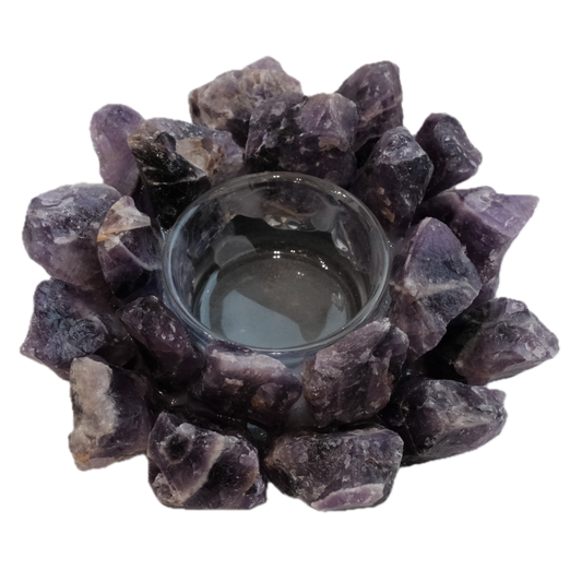 Amethyst Rough Candle Holder - Spiritual Insight, Inner Calm & Deep Healing