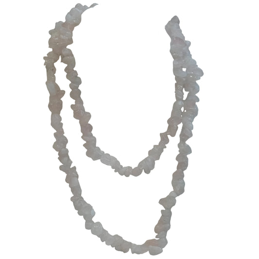 Rose Quartz Chip Necklace 32" - Love, Healing & Inner Peace