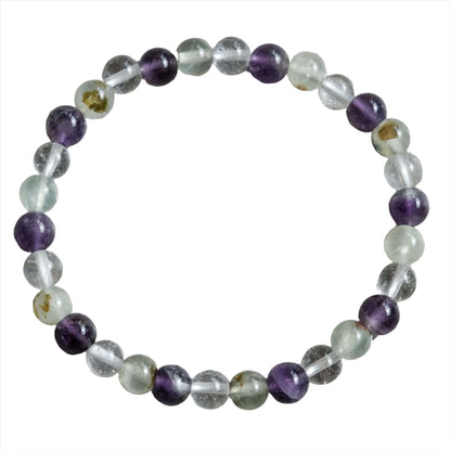 Amethyst Prehnite Clear Quartz Bracelet 6MM for cleansing, spiritual protection, memory, and energy clearing.