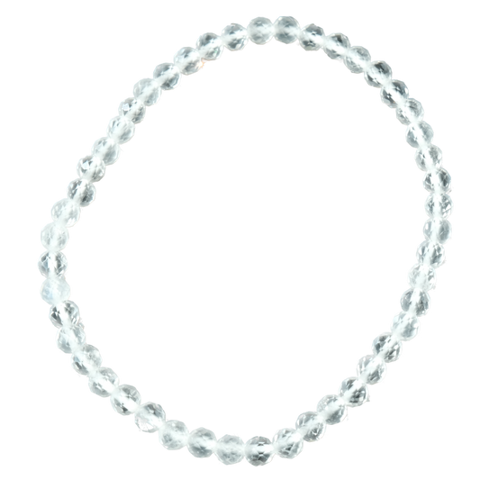 Clear Quartz Faceted Bead Bracelet 4mm - Amplification, Clarity & Deep Healing