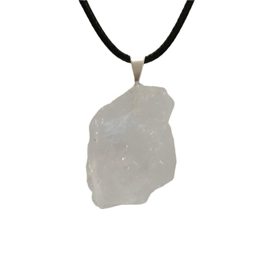 Clear Quartz Rough Pendant Necklace for energy balance and memory enhancement