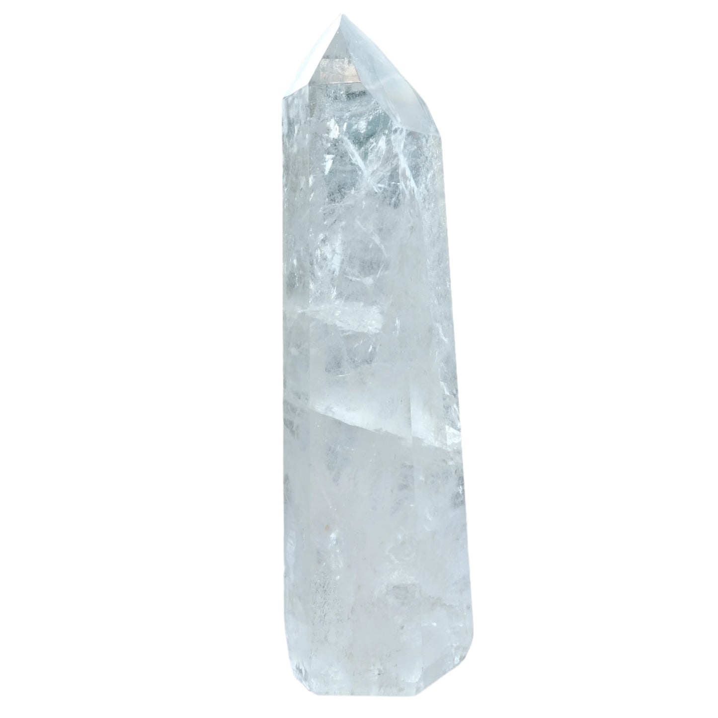 Clear Quartz Tower 724g crystal for energy amplification and balance, enhances concentration and immune system, revitalizes spiritual planes.