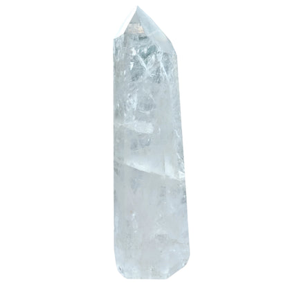 Clear Quartz Tower 724g crystal for energy amplification and balance, enhances concentration and immune system, revitalizes spiritual planes.