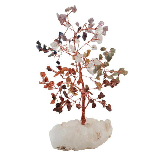 Chakra Gem Tree with Apophyllite Geode Base 7.5-8" 160 Beads