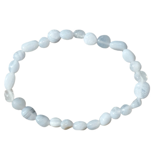 Blue Lace Agate Tumbled Stone Bracelet