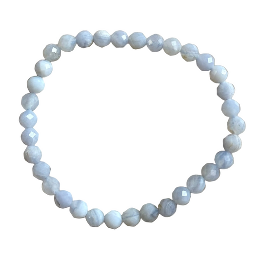 Blue Lace Agate Faceted Bracelet 6MM - Calm Communication & Emotional Flow