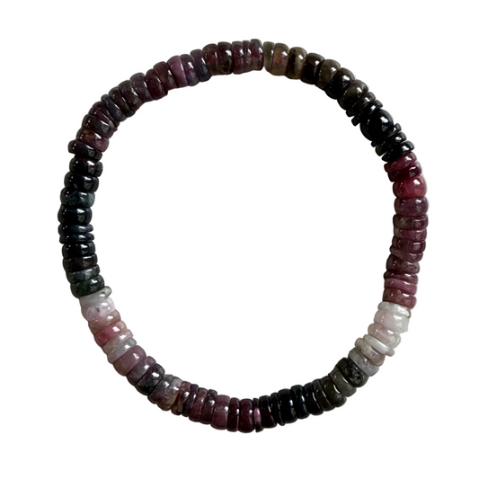 Watermelon Tourmaline Rondelle Bracelet - Emotional Balance & Heart Healing