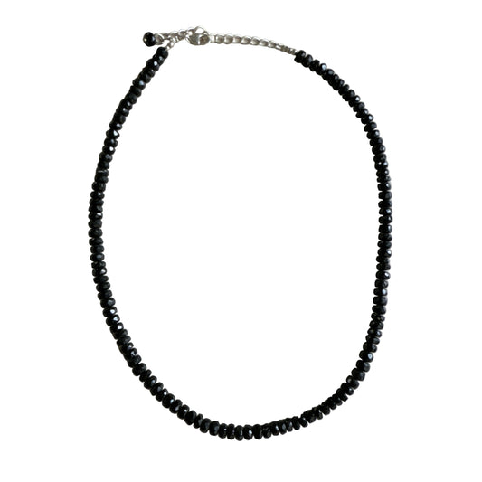 Black Tourmaline Faceted Bead Necklace