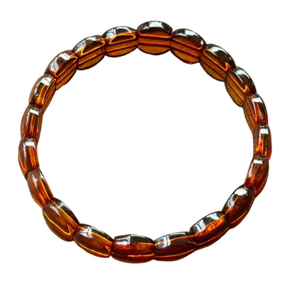 Amber Oval Bead Stretch Bracelet Adult Size