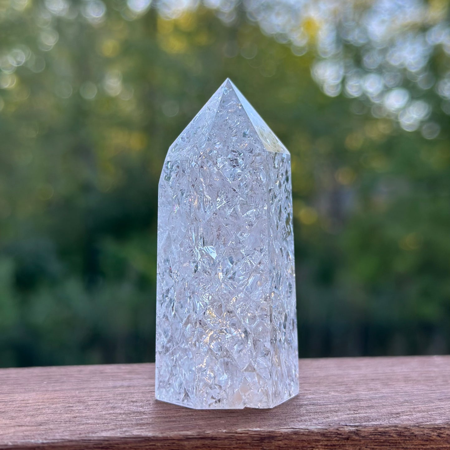 Fire and Ice Crystal Quartz Cracked Polished Tower