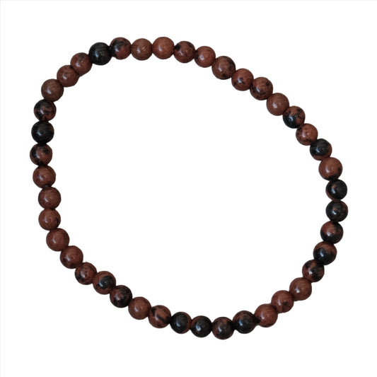 Mahogany Obsidian Bracelet 4MM showcasing elegant polished beads with grounding and healing properties.