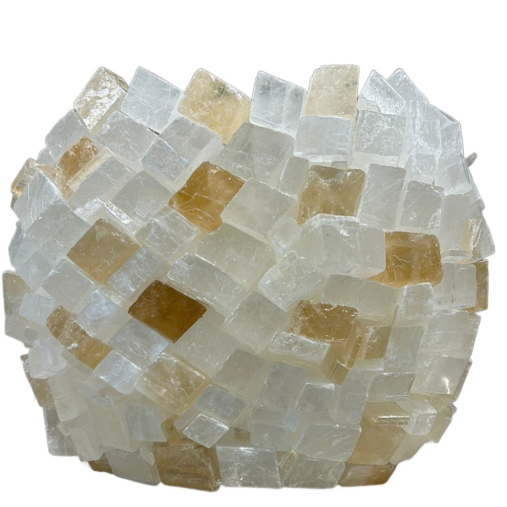 10.5" Natural Calcite Gemstone Vase with glass center, ideal for candles or plants, enhancing decor and positive energy.