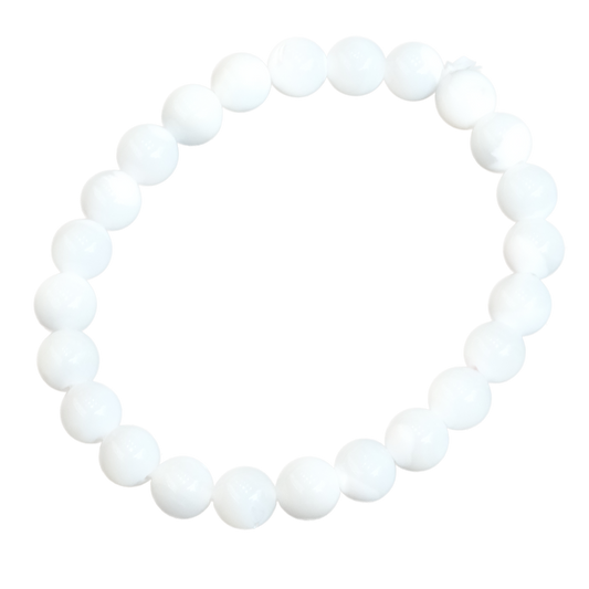 Elegant 8MM pearl bracelet symbolizing purity and integrity, featuring round white pearls in a classic design.