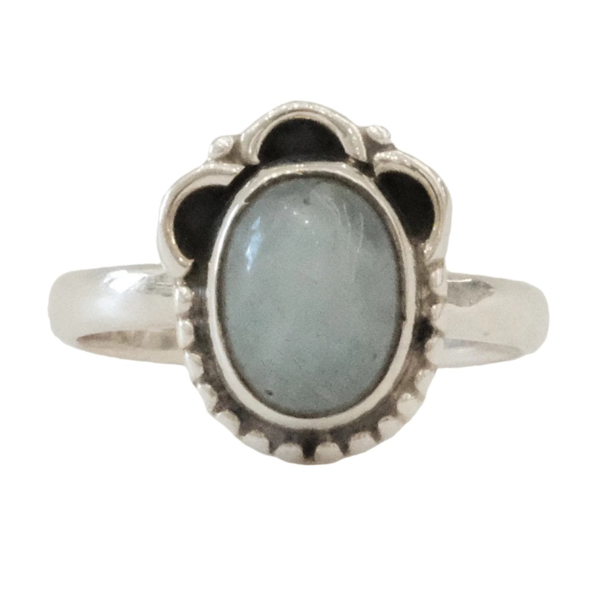 RING AQUAMARINE sterling silver size 4