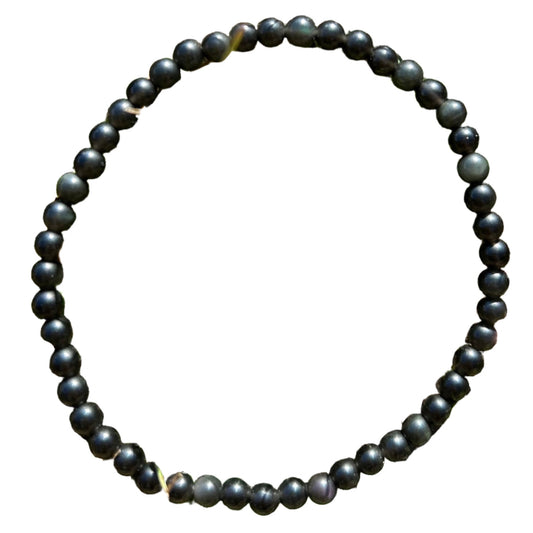 Rainbow Obsidian bracelet featuring polished 4MM stones, known for healing and energy balancing properties.