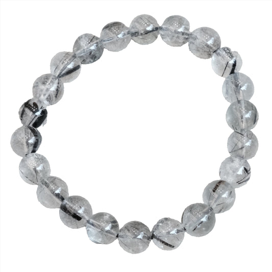 Rutilated Quartz Bracelet 8MM for spiritual cleansing and aura energizing, featuring natural stone beads with unique patterns.