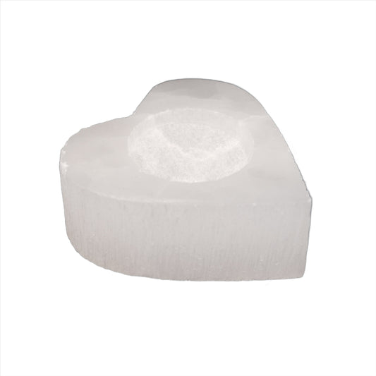 Selenite Heart Candle Holder 