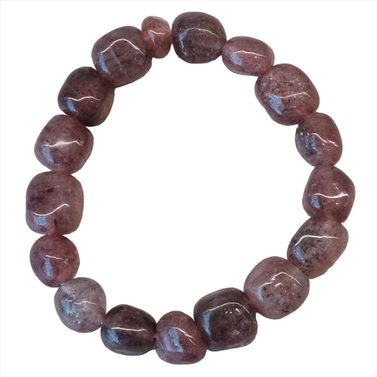 Strawberry Quartz Tumbled Stone Bracelet 12-15MM with healing properties for emotional balance.