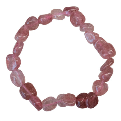 Strawberry Quartz Tumbled Stone Bracelet with Healing Properties, Pink Gemstone, 6-8MM, for Emotional Balance and Mind Calming