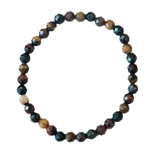 Tri Color Tiger Eye Faceted Bracelet 6MM - Focus, Strength & Inner Vision
