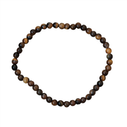 Tiger Eye Bracelet 4mm, promoting focus, protection, good luck, and healing for eyes and throat.