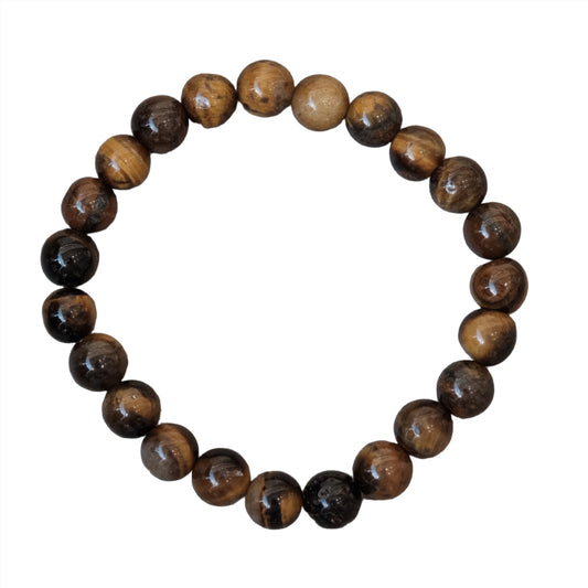 Tiger Eye Bracelet 8MM, enhances focus, protection stone, stabilizes mood swings, promotes willpower and good luck.