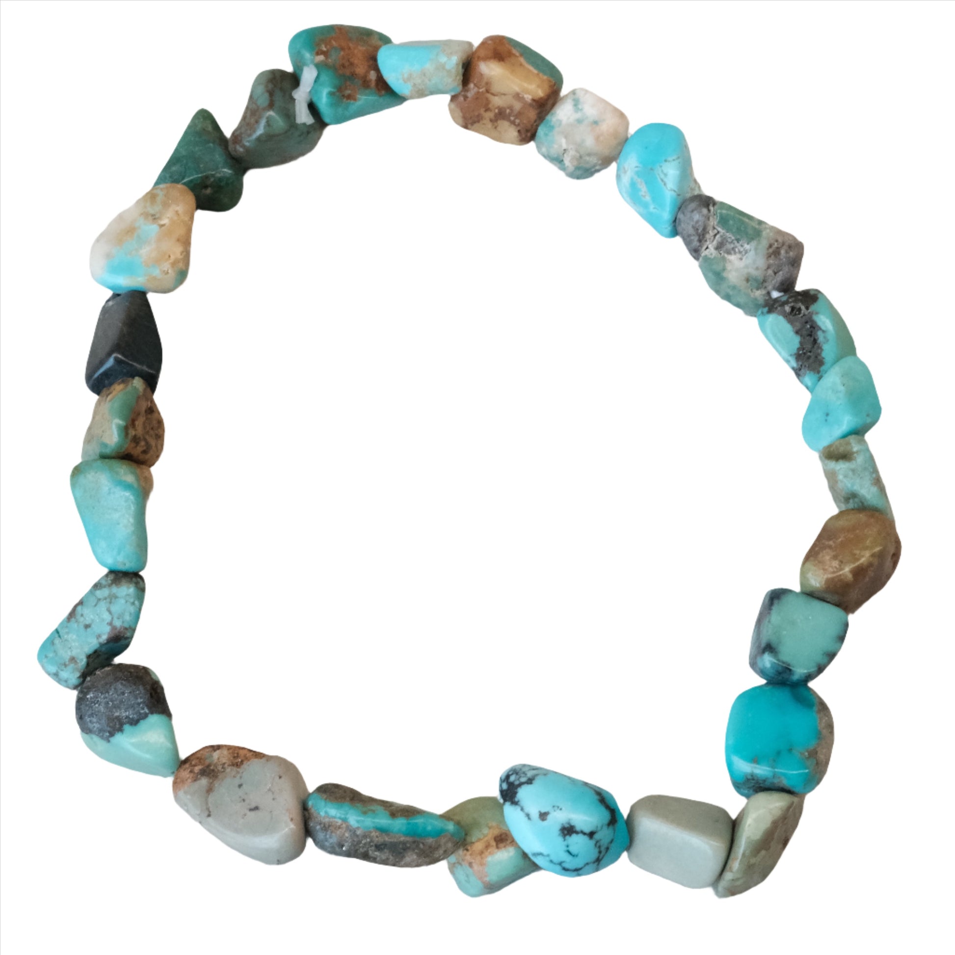 Turquoise tumble stone bracelet showcasing handcrafted beads for healing, luck, and balance.
