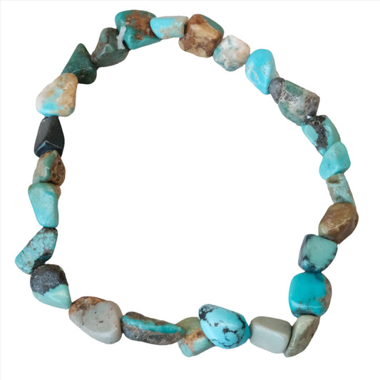 Turquoise tumble stone bracelet showcasing handcrafted beads for healing, luck, and balance.