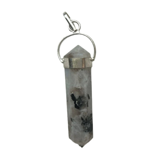 Rainbow Moonstone Double Terminated Pendant Necklace